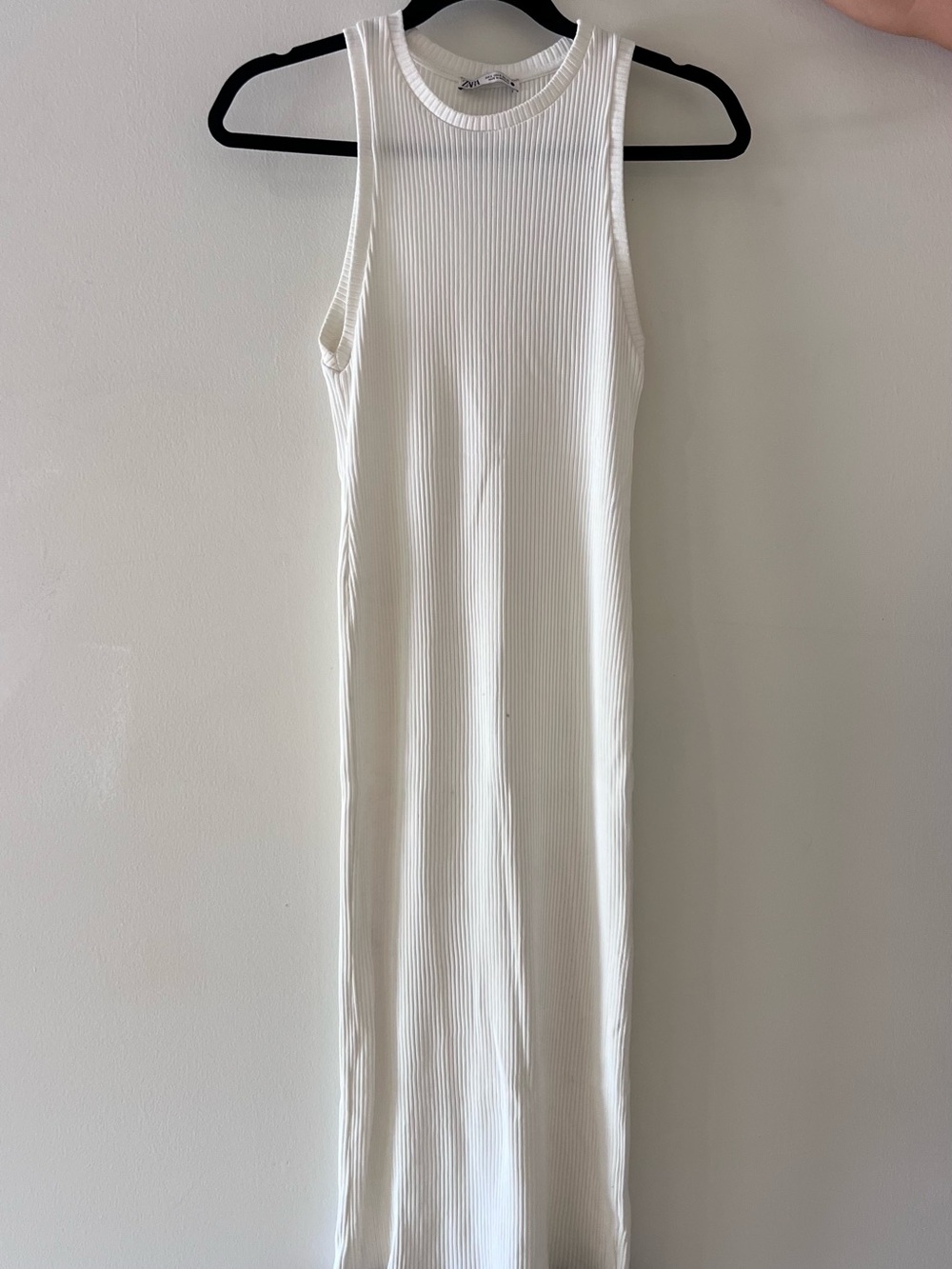 Zara White Ribbed Sleeveless Maxi Dress